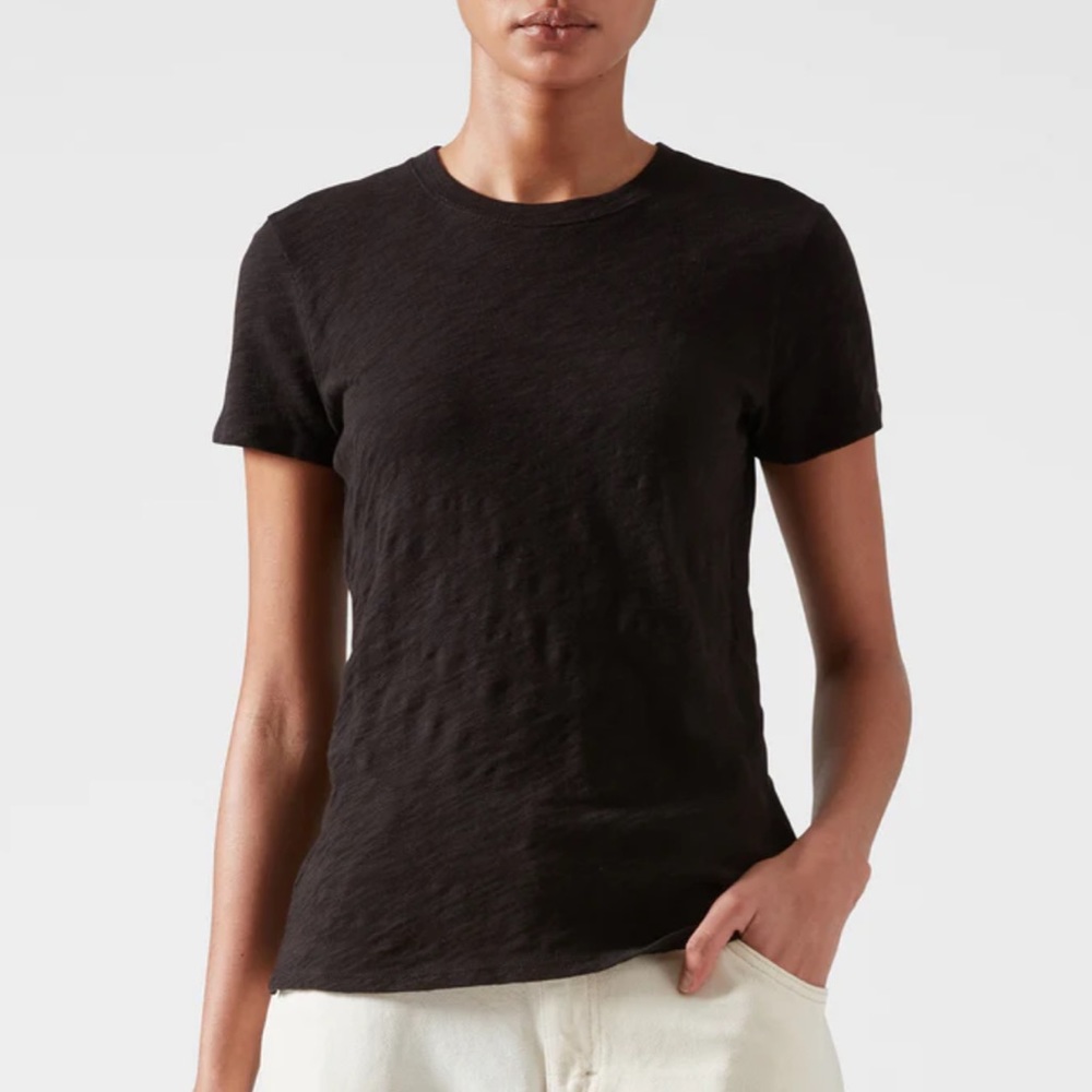 Black ATM Slub Jersey Schoolboy Crew Neck Tee